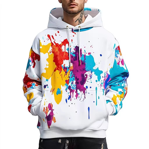 Sweat à capuche de sublimation OEM ODM pour homme, coupe oversize à épaules tombantes, vierge, personnalisable, effet encre, imprimé, streetwear - Product Image 1