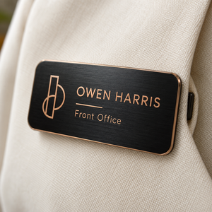 Placa de Identificación de Aluminio Personalizada con Nombre Grabado para Empleados, Etiqueta con Nombre y Logotipo, Fabricante OEM - Product Image 1