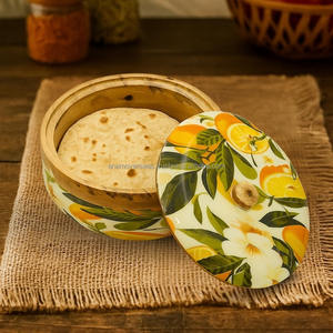 Boîte à chapati en bois avec couvercle, récipient de stockage traditionnel pour roti - Product Image 1