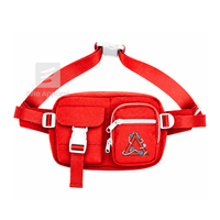 Bolso de cintura personalizado de la hermandad Delta Sigma Theta, rojo y blanco, estilo casual, con logo bordado y bolsillo con cremallera para ropa griega femenina.