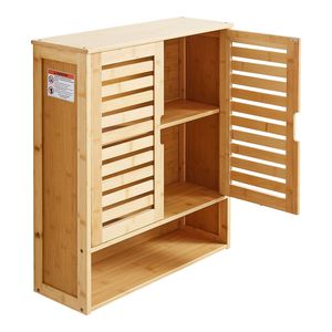 Armadietto da Bagno a Parete con Ripiani Regolabili, 2 Ante, Organizzatore per Medicinali, Montaggio a Muro - Product Image 1
