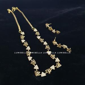Triangle Pendant American Diamond Fashion Necklace Set - Product Image 3