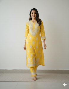Latest Summer Collection Cotton <b>Chikankari</b> Embroidered Kurta Palazzo Set for Casual Daily and Office Wear for Women Comfortable - Product Image 6