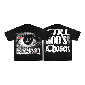 Camisetas Cortas Personalizadas de Lujo Vintage con Pedrería, de Alta Calidad, con Lavado Ácido y Estilo Desgastado, para Hombre - Product Image 4