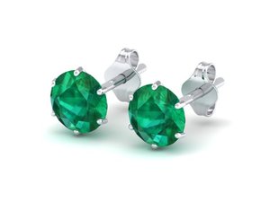 REYES Factory Wholesale Price 14K Solid Gold 2.57 Carat Emerald Gemstone Screw <b>Back</b> Stud <b>Earrings</b> For Women Fine Jewelry - Product Image 3