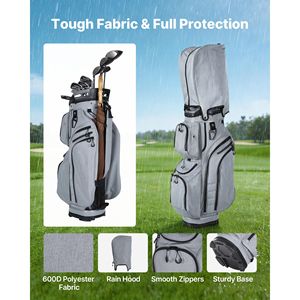 Borsa da golf a 15 divisori con divisori completi, copertura antipioggia, tasche portaoggetti e tracolla, per carrello da golf - Product Image 4