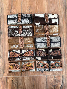 Organisateur de bijoux personnalisable en cuir repoussé à la main en cuir de vachette occidentale pliable porte-rouleau et étui de voyage rangement de bijoux - Product Image 5