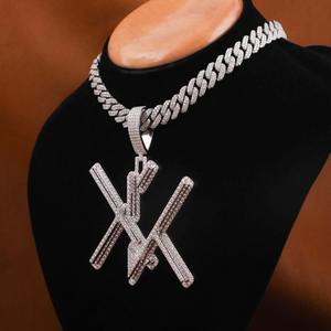 Unique Best Quality 925 Silver Plated Luxury Hip Hop Pendant Moissanite Round Cut with Channel Set Bling Charm for Unisex Party - Product Image 2