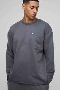 Sweat-shirt à col rond pour homme, coupe classique, tricoté, manches longues, avec poche, style décontracté, pull-over uni, style automne - Product Image 3