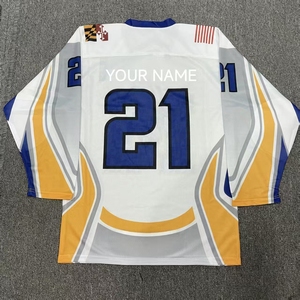 Maillot de hockey sur glace personnalisé bleu clair pour impression sublimée blanche sur le devant, manches longues, col rond, adulte unisexe, respirant - Product Image 5