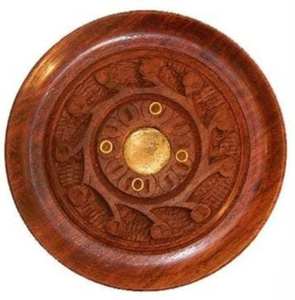 Porte-encens religieux en bois de santal avec incrustation en laiton, fait main et personnalisé, pour la maison, les fêtes, le temple, l'aromathérapie et la méditation - Product Image 1