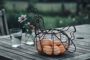Hen's <b>Egg</b> <b>Basket</b> In Iron With Rustic Finished Ideal For Stylish Storage And Organizing In the Kitchen Or Pantry Use - Product Image 4