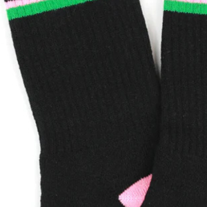 AKA 1908 Crew <b>Socks</b> <b>Black</b> Green Pink Cotton Blend Athletic Casual Mid Calf Comfortable Stretch Everyday Unisex Wear - Product Image 4
