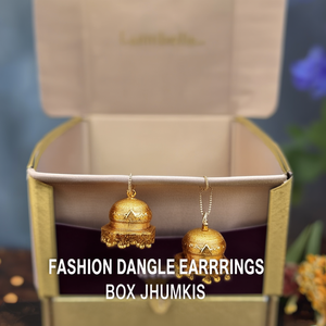 Fashion Gold Plated Zinc Alloy Charm Dangle Earrings Box Jhumkis - Product Image 3