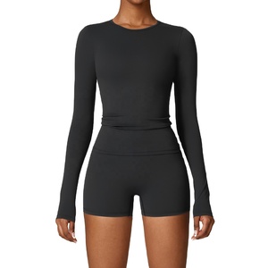 Nuevo mono de vendaje de Color sólido para mujer, ropa de gimnasio de manga larga para correr, entrenamiento de baile, traje deportivo transpirable para - Product Image 6