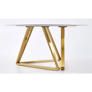 Modern Eco-Friendly Durable Rectangle Marble Top Dining <b>Table</b> with Gold Metal <b>Legs</b> 4 Seater Home Furniture - Product Image 4