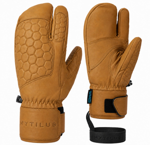 Gants de ski en cuir de vachette jaune, isolés, à doigts entiers, avec sangle de poignet réglable, pour usage extérieur en hiver, unisexe - Product Image 4