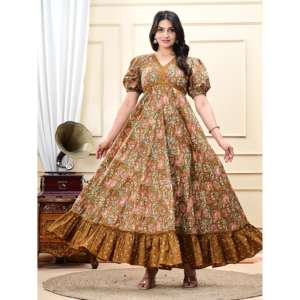 AARTI FASHION – Ensemble Salwar Bohème pour Femme, Imprimé Floral, Coupe Trapèze, Tissu Tissé Respirant, Taille Empire, Idéal au Quotidien - Product Image 2