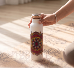 Unique Mandala Printed Copper Water Bottle Stylish Eco Friendly Bottle Reusable Bohemian Design Drinkware For Yoga Gym And Home - Product Image 4