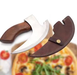 Steel Craft International AB-114 Mini Stainless Steel Pizza Cutter with Wood Handle Microwave Safe for Home <b>Kitchen</b> Pizzeria Use - Product Image 1