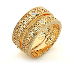 925 Sterling Silver Gold Plated Ornate <b>Couple</b> <b>Rings</b> - Product Image 2