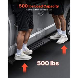 บันไดข้างรถยนต์ Ford F150 SuperCrew Cab ปี 2015-2025 และ Ford F-250 F-350 ปี 2017-2024 ทำจากอะลูมิเนียมอัลลอยด์สีดำแบบมีเท็กซ์เจอร์ ขนาด 6 นิ้ว - Product Image 5