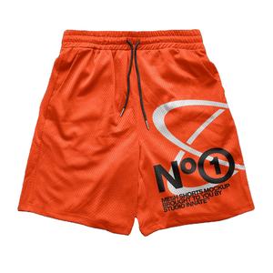Shorts de sport personnalisés 2026 avec votre propre design, en maille orange, sublimation, double couche, entrejambe de 5 pouces, pour hommes - Product Image 1