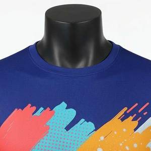 T-shirt à manches courtes en coton 100% de haute qualité avec logo personnalisé, séchage rapide, impression par transfert thermique, tissu en toile pour hommes - Product Image 4
