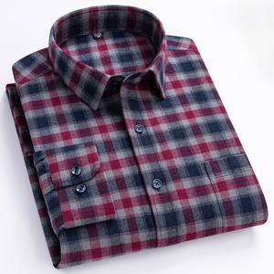 Chemise à carreaux classique pour homme, 100 % coton, coupe classique, boutonnée, respirante, style business décontracté, manches longues. - Product Image 4