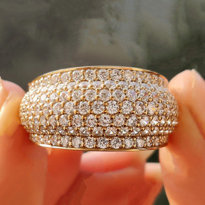 Moissanite Diamond Dome <b>Statement</b> <b>Ring</b> Chunky Multi Row Pave Set Men's Wedding Band 925 Sterling Silver Hip Hop Style Jewelry - Product Image 2