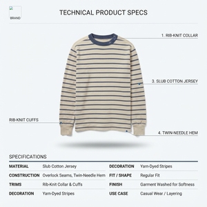 OEM Custom <b>Mens</b> Vintage <b>Striped</b> Print Heavyweight Jacquard Knit Breathable <b>Long</b> <b>Sleeve</b> Crewneck T-<b>Shirt</b> 100% Acrylic Regular Fit - Product Image 5