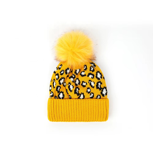 Gorro de Punto con Estampado de Leopardo para Mujer, Gorro de Invierno con Pompones, Gorro Holgado Colorido con Diseño Jacquard - Product Image 5