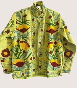 Veste en coton brodée à motif Suzani, écologique, style bohème, col rond, manches longues, vêtements d'extérieur décontractés pour femmes, marque CVR - Product Image 1