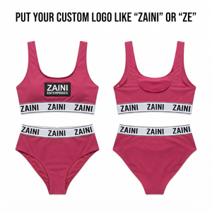Conjunto de Bikini para Mujer, Premium, 220 GSM, Tela Elástica de Nailon y Spandex, Color Rosa, Traje de Baño de Dos Piezas, Logotipo Personalizado, Banda Elástica, Conjunto de Baño Deportivo - Product Image 1
