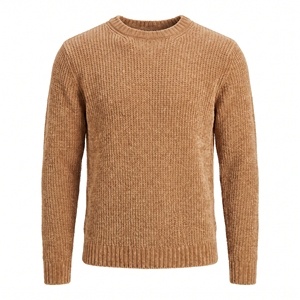 Men Breathable Ribbed Knit Crew Neck Sweater Long Sleeve <b>Pullover</b> Solid Cotton Logo <b>Jumper</b> for Fall Winter - Product Image 2