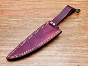 Cuchillo de Caza con Hoja de Acero al Carbono, Borde Recto, Grosor de 0.6 mm, Grado DIY, con Funda de Cuero Morado - Product Image 4
