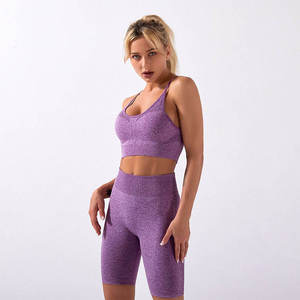 Women's Cross-<b>Back</b> Sports Bra Biker Shorts Set High Support Breathable Eco-Friendly Yoga Workout Wear Removable <b>Pads</b> Mesh - Product Image 2