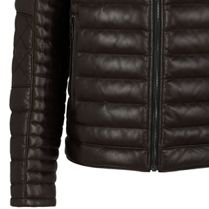 <b>Men's</b> Black <b>Leather</b> Quilted Moto <b>Jacket</b> Stand Collar Zipper Closure Windproof Winter Wear Slim Fit Regular Length Plus size <b>men</b> - Product Image 4