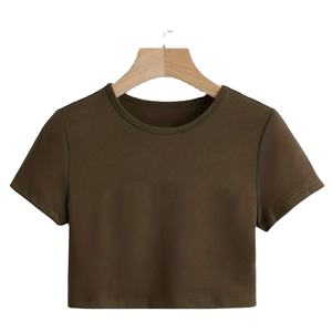 2025 Top corto de entrenamiento de algodón para mujer, de manga corta Camiseta holgada para gimnasio atlético, logotipo personalizado, ropa informal de talla grande de alta calidad - Product Image 1
