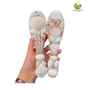 Peigne à cheveux artisanal en coquillages écologiques du Vietnam, brosse à cheveux décorative en perles et coquillages, accessoire sirène pour la plage et la maison, cadeau idéal - Product Image 2