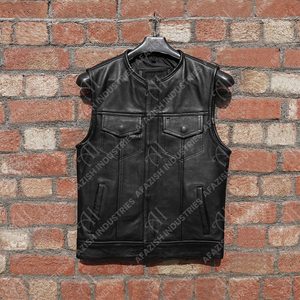เสื้อกั๊กหนังสำหรับผู้ชายเสื้อ100% OEM ดีไซน์แบบลำลองล่าสุดพร้อมกระเป๋าตกแต่งสำหรับขี่จักรยานฤดูหนาวสำหรับผู้ใหญ่ - Product Image 1