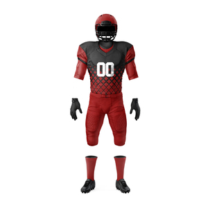 Ensemble d'uniformes de football américain rouge et noir, maillot sublimé à manches courtes, respirant, ajusté, pour hommes adultes, toutes saisons - Product Image 3