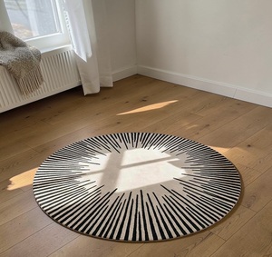 Alfombra de Lana Abstracta de Pelo Corto Hecha a Mano, Ecológica, Antibacteriana, Antideslizante, Apta para Mascotas, Color Beige Neutro, Diseño Moderno para el Hogar - Product Image 5