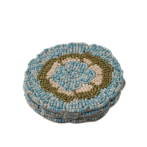 Handmade Seed Beaded Embroidery Christmas <b>Table</b> <b>Coaster</b> Festive Beaded Embroidery Seed Beads Christmas Drink <b>Coaster</b> - Product Image 1