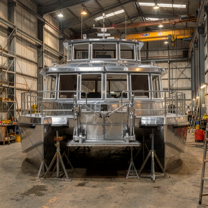 Catamarán de aluminio de lujo personalizado UBI 2250 de 22 m, yate de crucero con motor interno de 1150 HP x 2, 30-35 nudos, toldo bimini, control remoto y batería. - Product Image 2