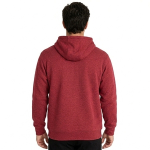 Sweat-shirt à capuche rouge pour homme, coupe oversize, en molleton de coton, pull décontracté, couleur unie, avec poches, idéal pour l'automne, anti-plis - Product Image 2
