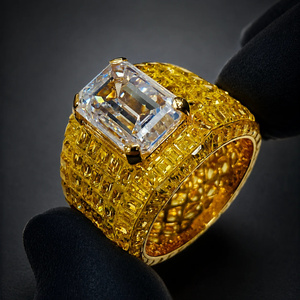Newest Collection D Color & VVS Moissanite Diamond <b>Iced</b> Gold Plated 925 Sterling Silver Hip Hop Style Men's <b>Ring</b>. - Product Image 5