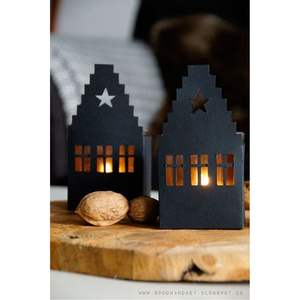 Juego de Portavelas de Metal Negro Vintage al por Mayor, Portavelas Decorativo de Zinc para Aldea de Luces, para Decoración Navideña del Hogar - Product Image 2