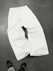 Pantalon de survêtement évasé pour homme en coton épais, coupe ample, taille haute, jambe large, uni - Product Image 3