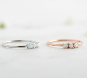 Natural Ethiopian <b>Opal</b> 3mm Round Shape 925 Silver <b>Gold</b> Plated Prong Set Minimalist Gemstone <b>Ring</b> Unisex Women's Wedding Jewelry - Product Image 6